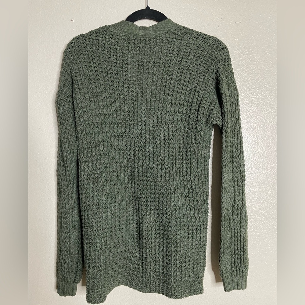 American Eagle Outfitters Dark Green waffle-knit cardigan size XS - Picture 3 of 12